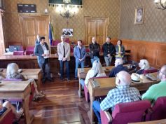 Giornalisti e sostenitori della Radio del Maine a Palazzo dell’Aquila