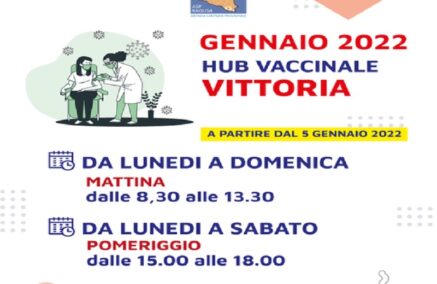 Da domani, 5 gennaio, potenziamento degli orari negli HUB vaccinali dell’ASP Ragusa