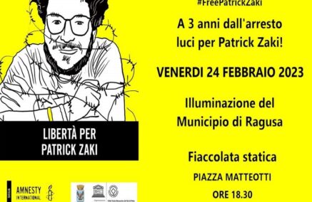Libertà per Patrick Zaki – Venerdì 24 febbraio Ragusa si illuminerà di giallo